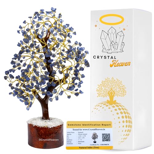 Image of Certified Iolite Crystal Tree for Good Luck - Healing Crystals Money Tree for Wealth, Positive Energy at Home Office - Decorative Spiritual Gifts for Vastu, House Warming
