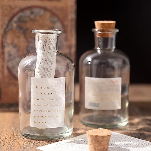 Magic Season Decorative Glass Bottles with Cork Stoppers (8.5 fl oz. Round Bottles / 2 Pcs) - Thumbnail 4