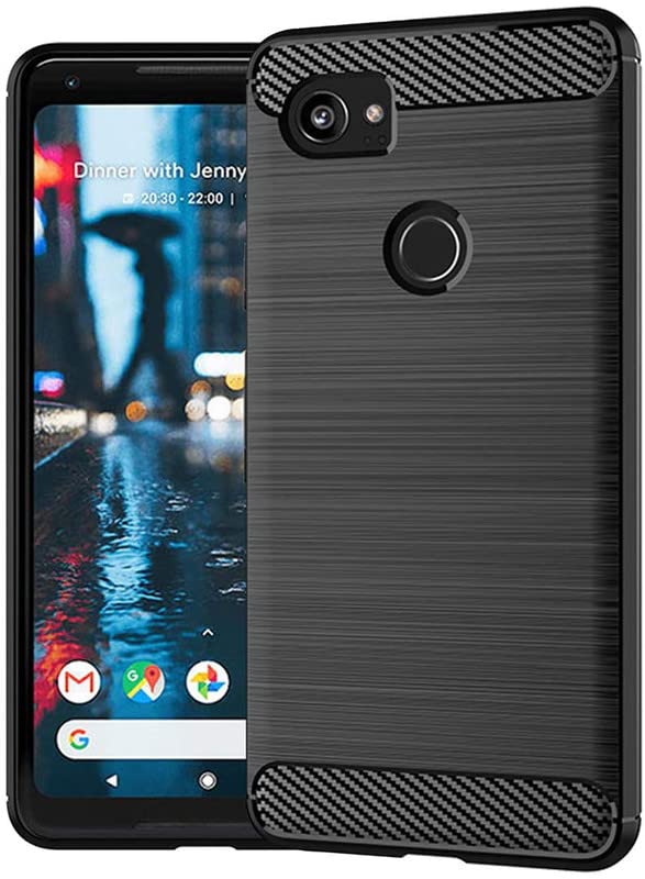 Image of NPRC Hybrid Ultra Slim Protective Case TPU Non-Slip Carbon Fiber Texture Shockproof Case Cover for Google Pixel 2 XL - Black