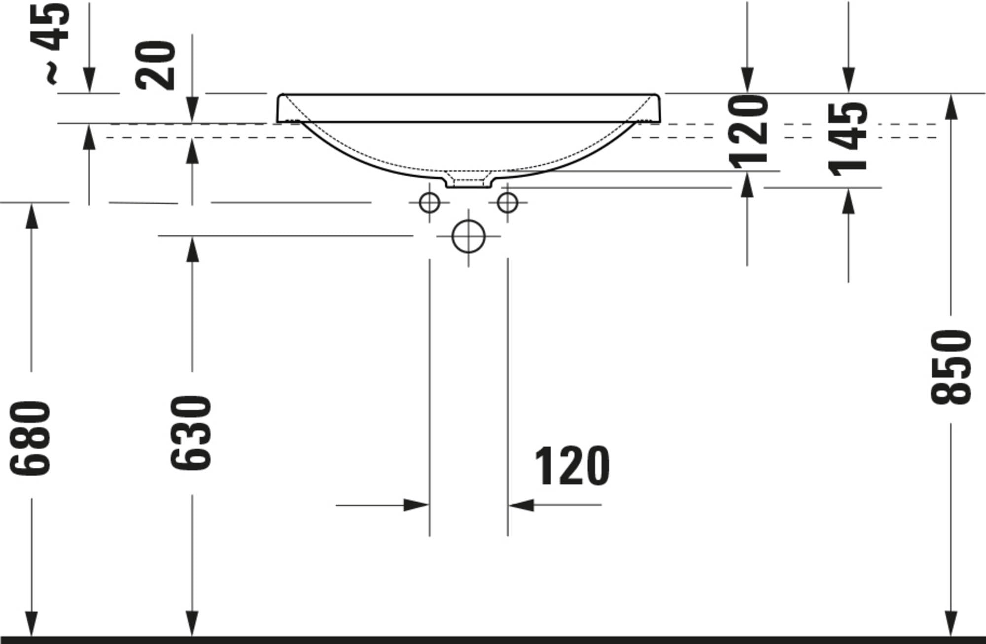 Duravit D-Neo lavabo encastré, 600x440mm, sans trou pour robinet, sans trop-plein, blanc brillant, poli, 0358600079, 0358600079