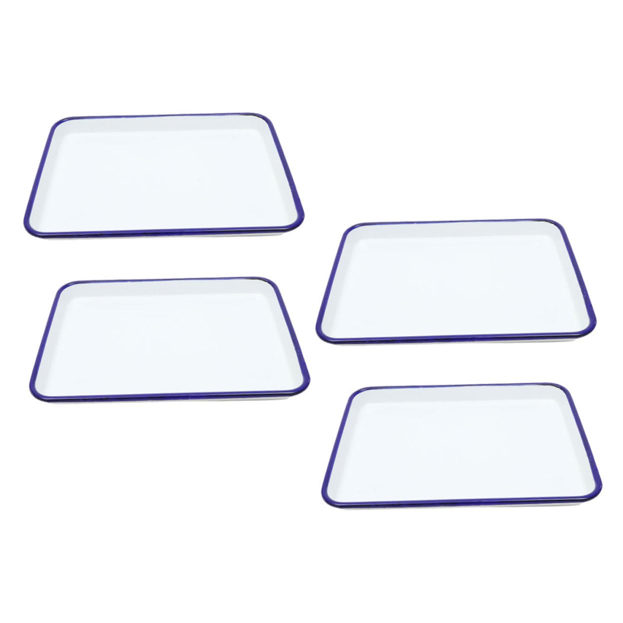 Bandeja de Horno Rústica Esmaltada de Color Claro 26x18 Cm, 4 Piezas | Diseño Vintage Old-school, Uso Multipropósito, Fácil de Limpiar, para Almacenamiento Médico y Laboratorio