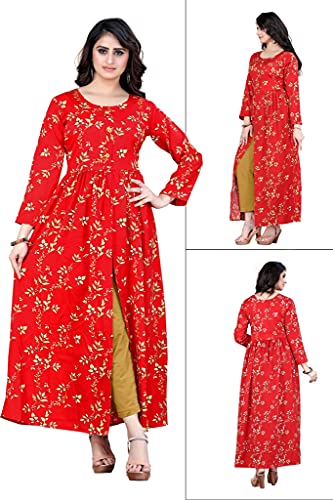 Image of H.E HAMZA ENTERPRISER Printed Crepe Material Brown Western Dress For Women