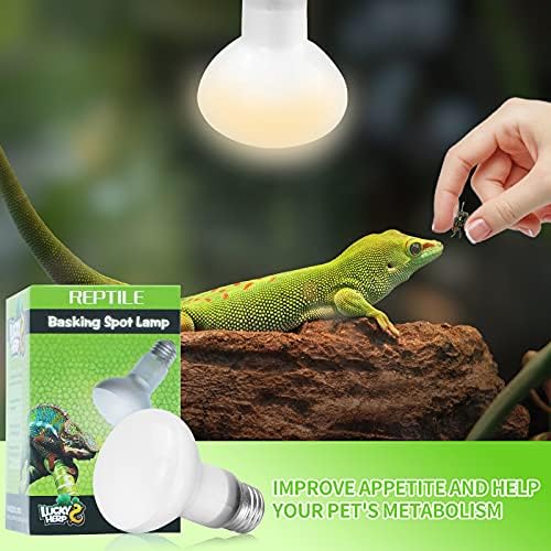 LUCKY HERP 2 Pack Reptile Heat Lamp Bulbs 75W (2nd Gen) — top-down angle highlighting key features