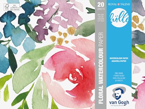 Van Gogh Frau Hölle Floral - Papel de acuarela (18 x 24 mm, 300 g/m², 20 hojas)