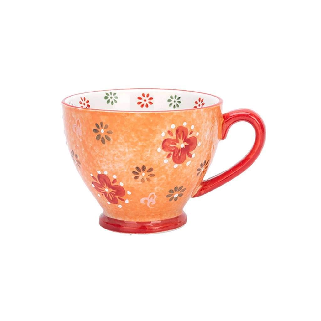 Miska do zupy z uchwytem japoński styl, miski do zupy kubek w Chinach porcelanowy ceramiczny europejski styl vintage retro nadaje się do kuchenki mikrofalowej kolory do śniadania płatki owsiane herbata kawa C-480 ml