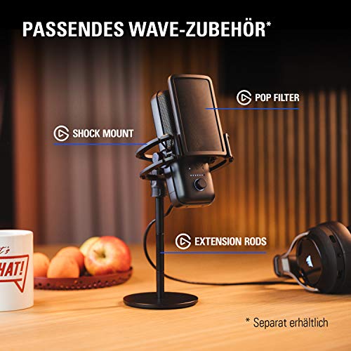 Elgato Wave:3 - Professionelles USB-Kondensatormikrofon für Streaming, Podcasts, Gaming und Homeoffice, gratis Mixing-Software, Soundeffekt-Plugins, Anti-Verzerrung, Plug & Play, für Mac - PC
