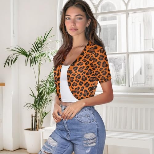 Image of Women's Shrug Short Sleeve Bolero Open Front Knit Party Tulle Cardigan Cropped Cardigan Shoulder Cover Up
