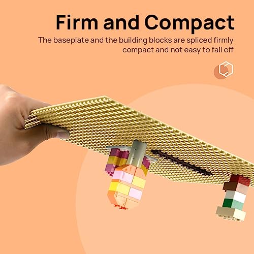 Image of Lekebaby 4 Pack Classic Baseplates 10 inch x 10 inch, Building Base Plates for Building Bricks, 100% Compatible with Major Brands and Activity Table-Baseplate, Sturdy & Safe, Age 3 and up Kids, Sand
