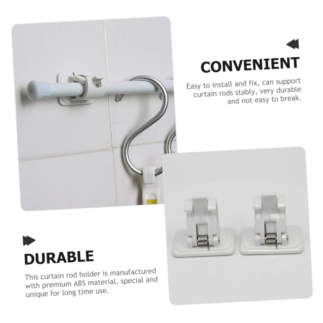 GARVALON 24pezzi Supporti per Bastoni delle Tende Ganci Adesivi Resistenti per Tende da Bagno e Teli Facile Installazione
