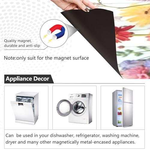 Takiito Dishwasher Magnet Cover, Wildflowers Magnet Sticker Fridge Panel Decal for Home Kitchen Decor, 23x26 in by Takiito - Used condition - Image 2