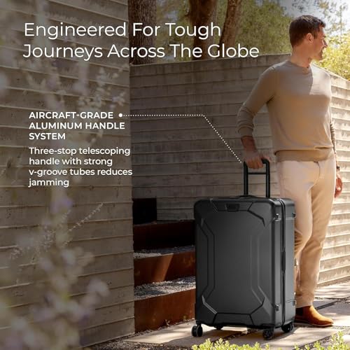 Image of Briggs & Riley 30 Inch Large Checked Luggage - Extra Capacity Hard Shell Heavy Duty Travel Suitcase 360 Degree Spinner Wheels - TSA Lock - Integrated Garment Compartment - Torq Collection - Ocean