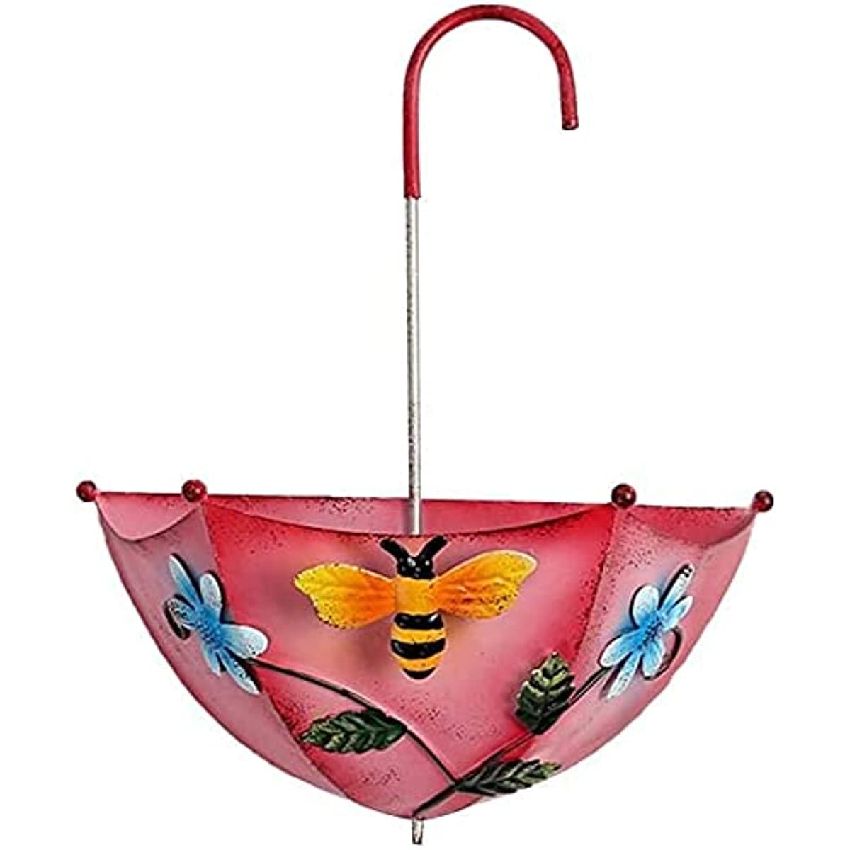 CSXMONEY Metal Umbrella Hanging Planter, Wall-Mounted Wall Art Hanging Fence Planter Basket