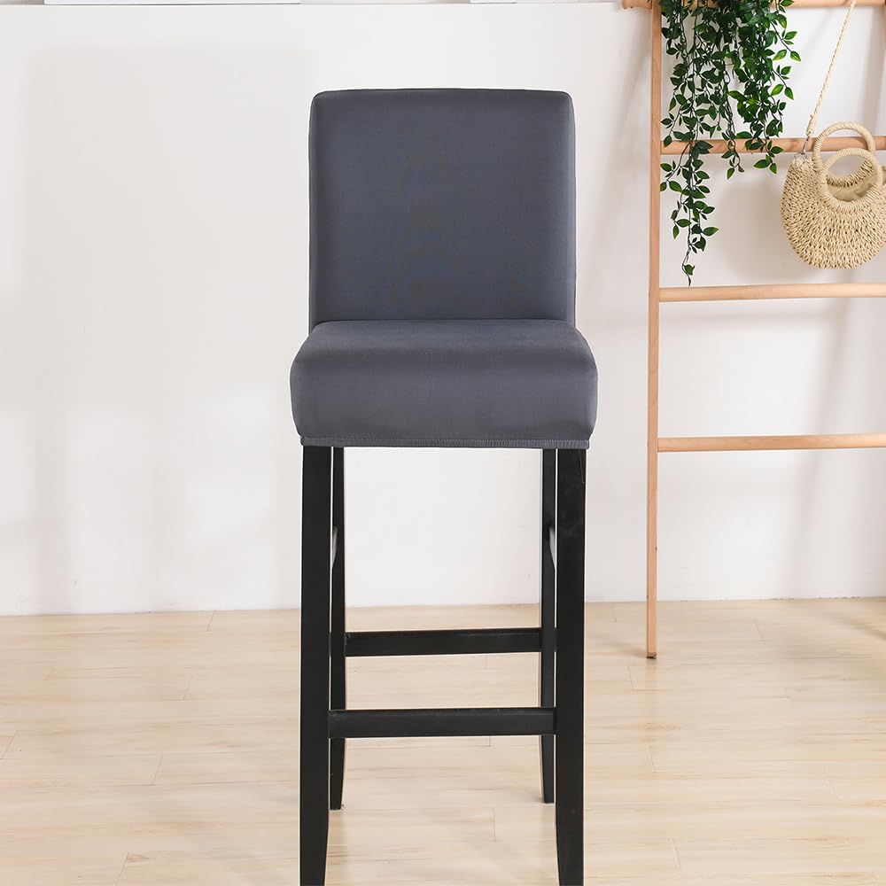 Housses de Chaise Hautes Housse de Tabouret de Bar Housses de Chaise de Bar Extensible Couvre Chaises Hautes Housses Tabouret de Salle à Manger Lot de 6 Gris foncé