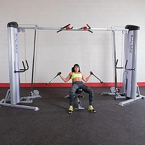 Body-Solid (S2CCO-2) Pro Clubline Cable Crossover Column Machine with 210 lbs. Dual Weight Stack for Fitness Workouts, Adjustable Pulley Cable Workout Machines For Strength Training