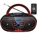 Produktbild Tragbarer CD-Player | Boombox | CD/CD-R | USB | FM Radio | AUX-In | Kopfhöreranschluss | CD Player | Kinder Radio | CD-Radio | Stereoanlage | Kompaktanlage (Cherry Kiss Red)