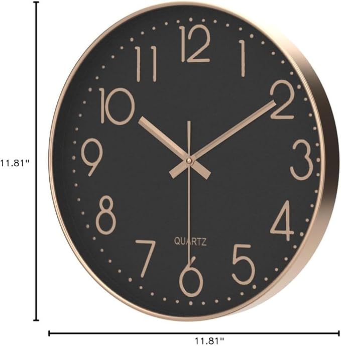 Reloj de Pared Silencioso 12 Pulgadas SUOHUI Moderno Oro Rosa miniatura 3
