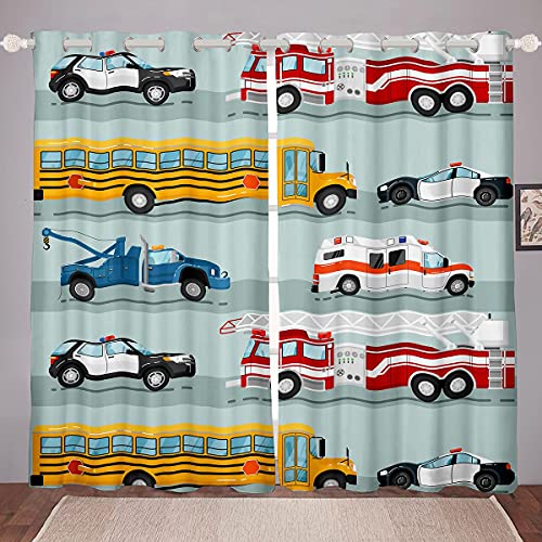 Erosebridal Fire Truck Curtains,Police Car Window Curtains 42