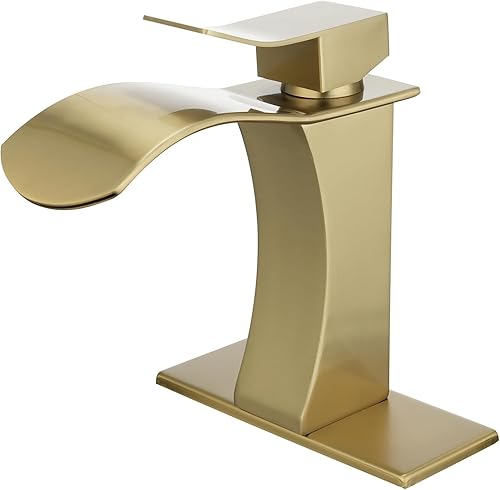 Homili - Grifo de lavabo de baño moderno con 1 agujero, grifo monomando para lavabo de baño de un solo agujero, cascada de latón macizo