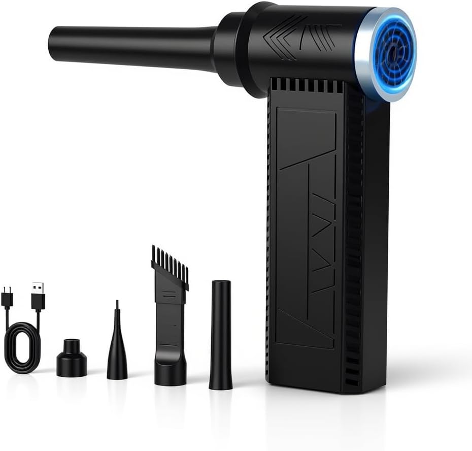 Electric Compressed Air Duster -120000RPM Super Power Cordless Air Duster, Rechargeable Brushless Motor Durable Blower, 4-Gear Adjustable Dust Blower for Computer,PC,Keyboard Charging