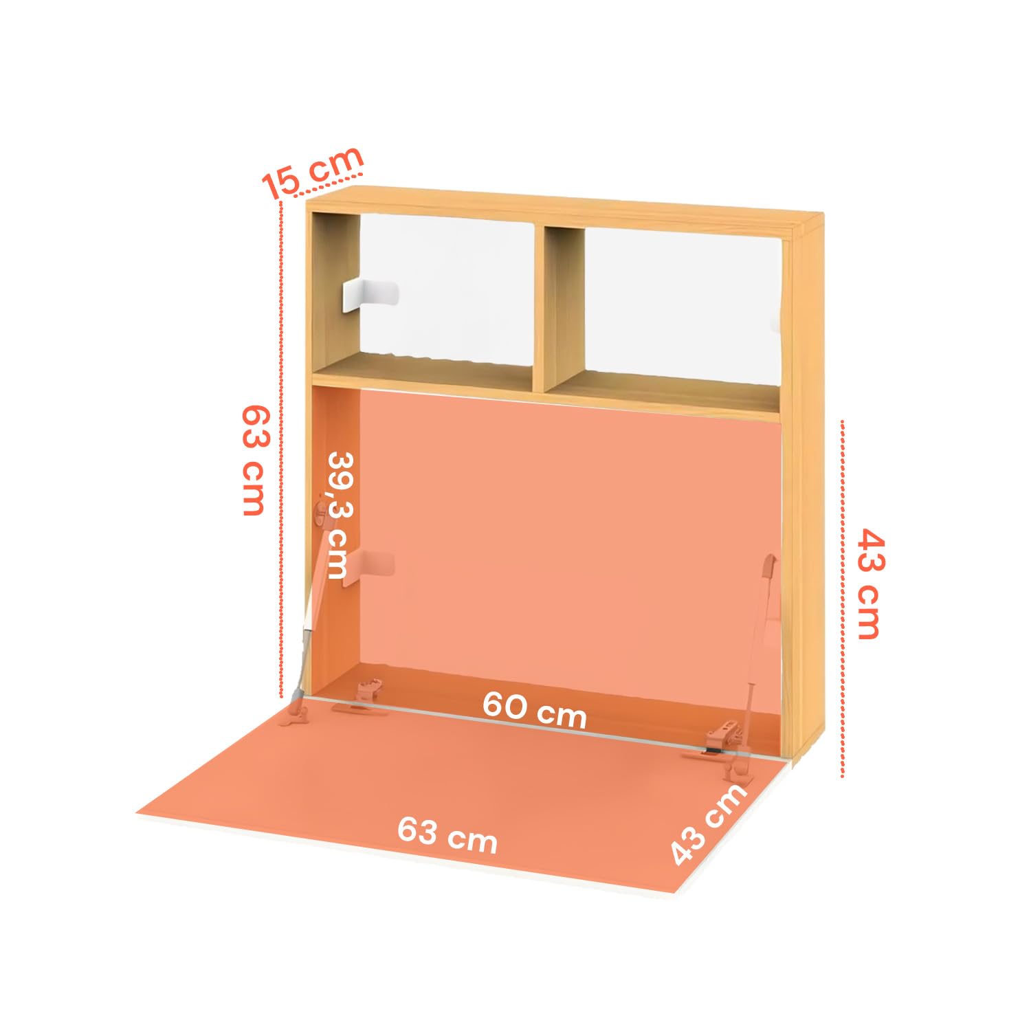 Wintem - Scrivania a Muro Richiudibile con Ripiani Portaoggetti, Design Salvaspazio per Casa e Ufficio, Facile da Ripiegare, Ideale come Scrittoio da Parete Moderno e Funzionale