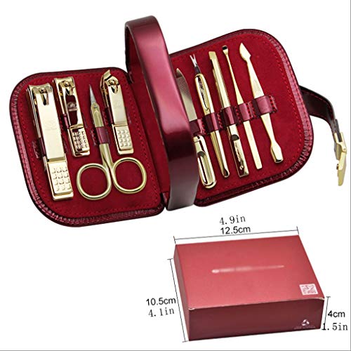 YCSX Nagelknipser etui Maniküre-Set, Pedicure Kit Nagelknipser Set 9pcs Professionelle Männer Grooming Kit Edelstahl… – Bild 3