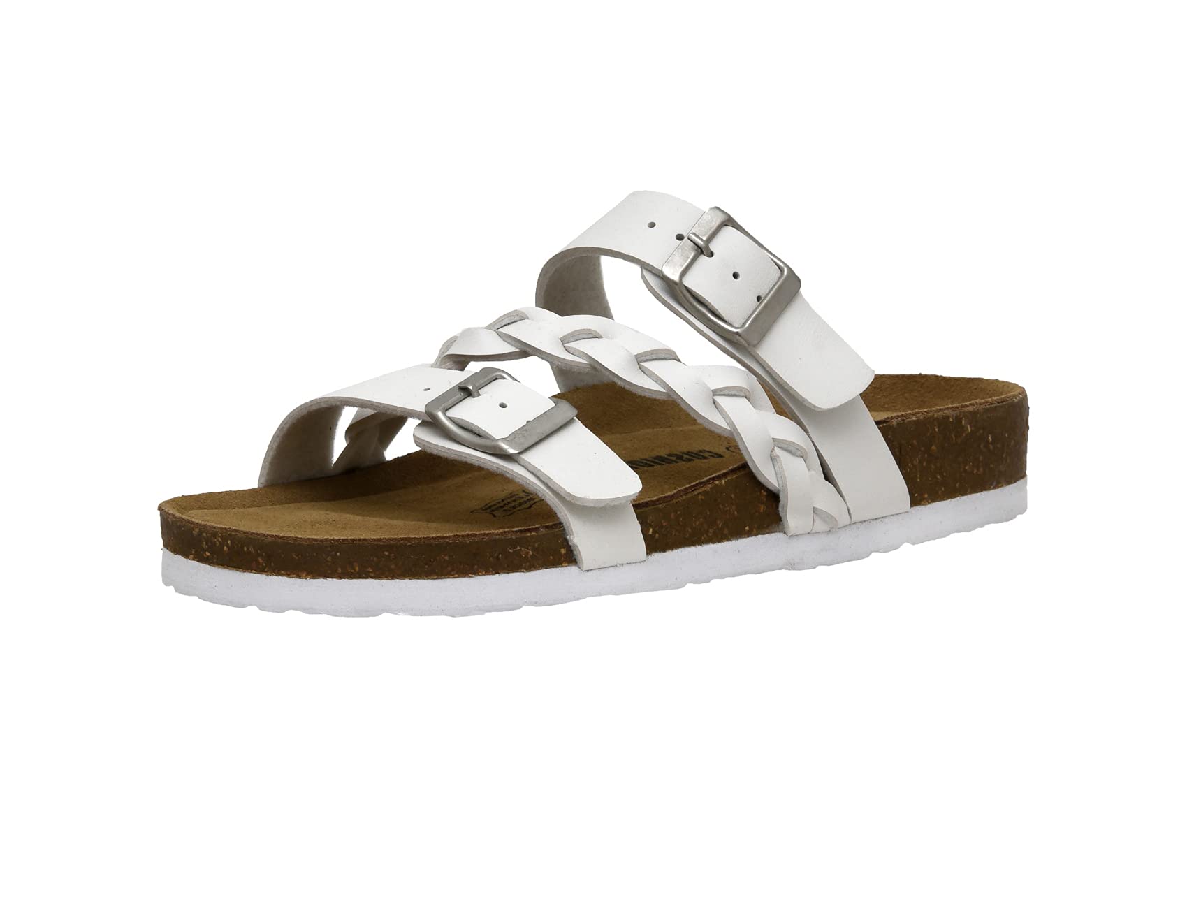 CUSHIONAIREWomen's Lizzy Cork footbed Sandal with +Comfort and Wide Widths Available, White, 9