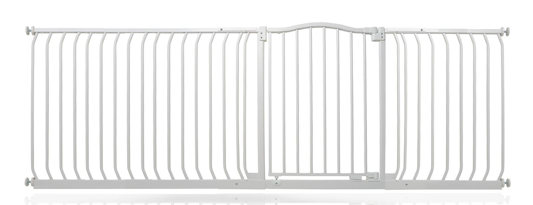 Safetots Matt White Curved Top Safety Gate, 216Cm - 225Cm, Pressure Fit Stair Gate, Baby Gate For Doors Hallways And Spaces, Safety Barrier, Easy Installation