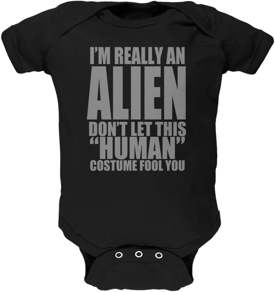 Old Glory Halloween Human Alien Costume Black Soft Baby One Piece - 0-3 Months