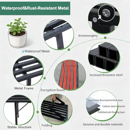 Foldable Iron Plant Stand - Heavy Duty, Rustproof, No Assembly Required