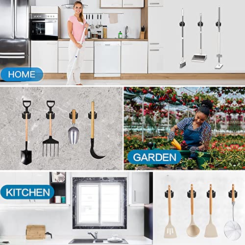 Jamend Clxp BMH-05 6Pcs Broom And Mop Holder, Heavy Duty Garden Tool Organizer Rack Rake And Shovel Handle, Stainless Steel Mop Hanger. Screws For Wall Mounted. Matte Black thumb #4
