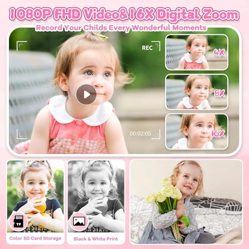 Image of Cason Instant Camera for Kids with Print,1080P HD Instant Photo Camera with Games,3 Print Rolls,Fun Filters for Creativity for 5-15 Years Kids Upto 32GB (Panda)