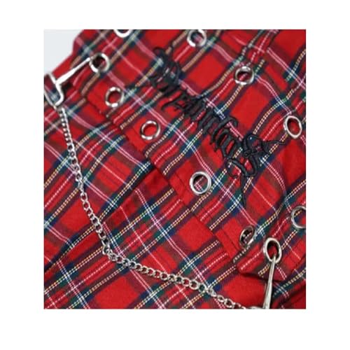 Punk Cargo Plaid Pants Women Gothic Harajuku Red Checkered Wide Leg Trousers for Female Autumn Streetwear Hippie Fashion4