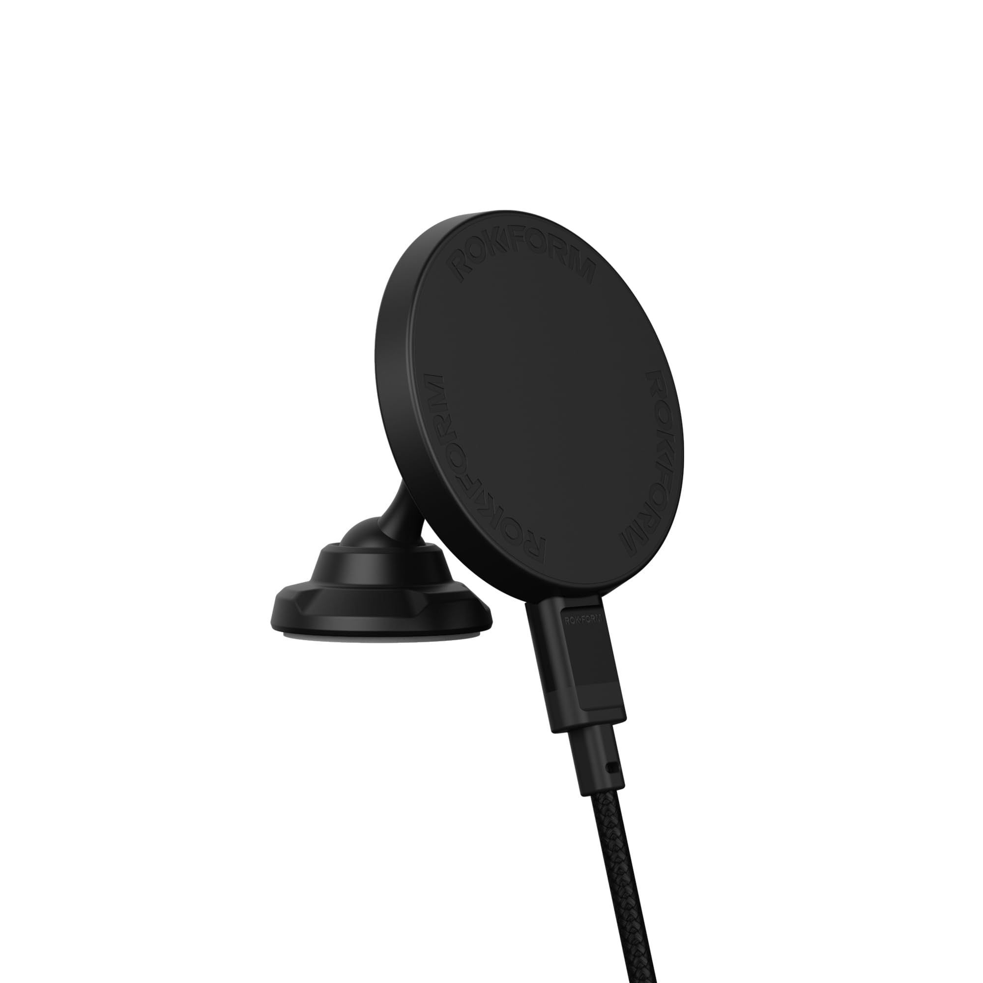 ROKFORM Wireless Car Charger Magnetic Swivel Dash Mount Compatible with Mag Safe Cases Adhesive Phone Holder USB-C to