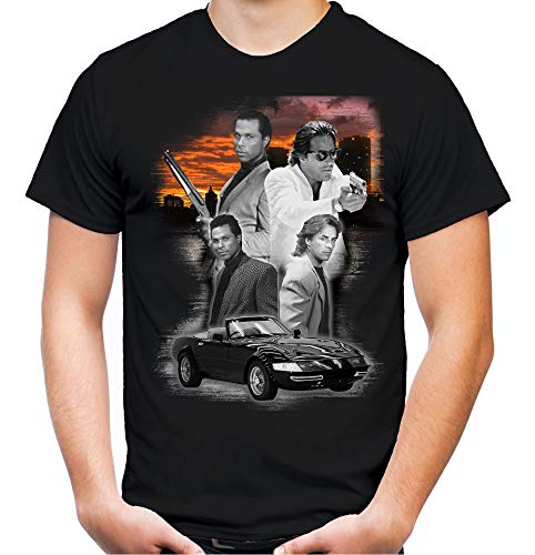 Miami Vice Männer und Herren T-Shirt | Crockett Tubbs Kult | M2 (4XL Schwarz)
