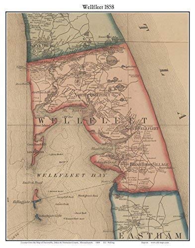 Map Of Wellfleet Ma Amazon.com: Wellfleet, Massachusetts 1858 Old Town Map Custom Print -  Barnstable Co. Ma Tm : Handmade Products