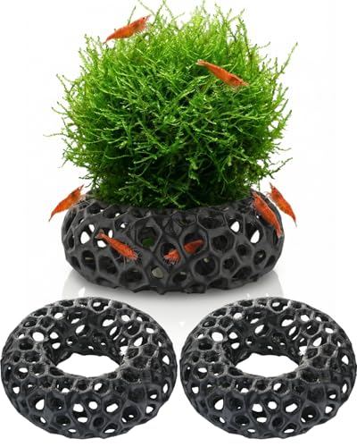 ORBIDYN Shrimp Cave for Fish Tank Plants 2-Pack Round Aquarium Caves for Cherry & Dwarf Shrimp Plant-Compatible Shrimp Tank Accessories Aquarium Decor (Black)