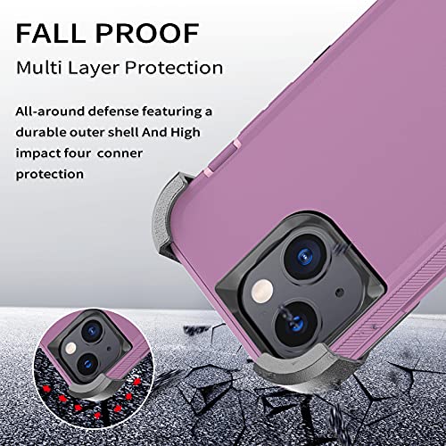 Szfirstey Case With Belt-Clip Holster Compatible With Iphone 13, Drop Protection Full Body Rugged Shockproof/Dust Proof Military Protective Tough Durable Phone Cover Heavy Duty (Hot Pink/White) #TOP4