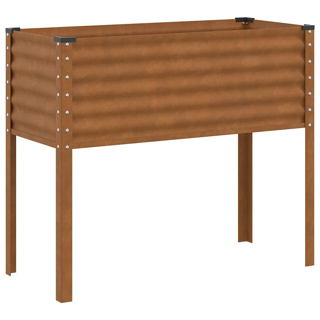Macetero de jardín de acero Corten 100 x 41 x 90 cm para plantas flores hierbas aromáticas, maceta exterior resistente a los agentes atmosféricos con amplio espacio, decoración