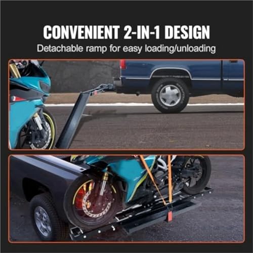 Porta motocicleta de acero resistente 600 LBS con rampa extendida 47 pulgadas miniatura 3