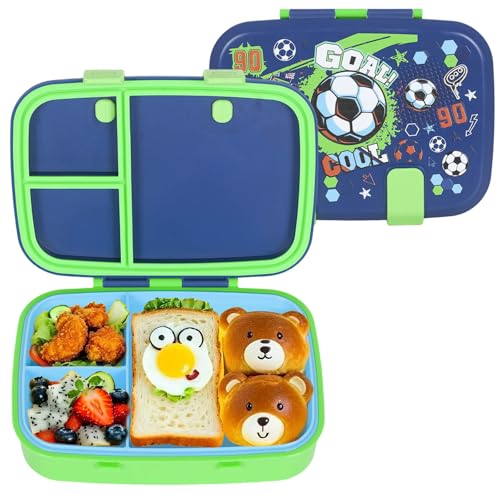 Cute Cartoon Bento Lunch Box for Kids, 800ml/27oz BPA-Free Leak-Proof Food Containers with 3 Compartments, Dishwasher Safe, Back to School Students...