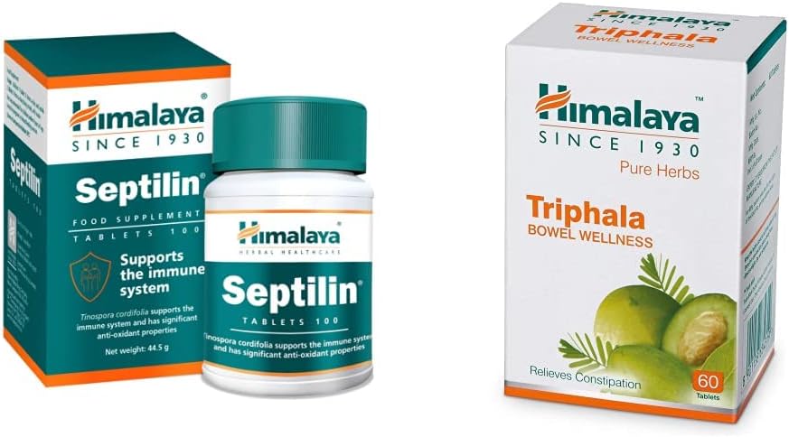 Himalaya Septilin Tablets - 60 Tablets & Himalaya Wellness Since 1930 Pure Herbs Triphala Bowel Wellness - 60 Tablets