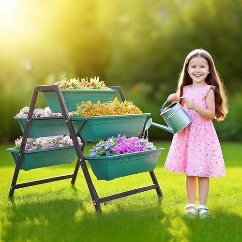 Generic Raised Garden Planter Bed, 5 Tiered Boxes, Vertical Stand