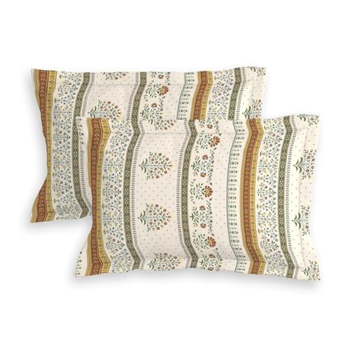 Image of Glace Cotton Single Bedsheet with 1 Pillow Cover | Soft, Durable, Lightweight & Skin-Friendly Fabric| Suitable for Single /Diwan Bed Size 4x6 feet (48x72 Inch) Marigold