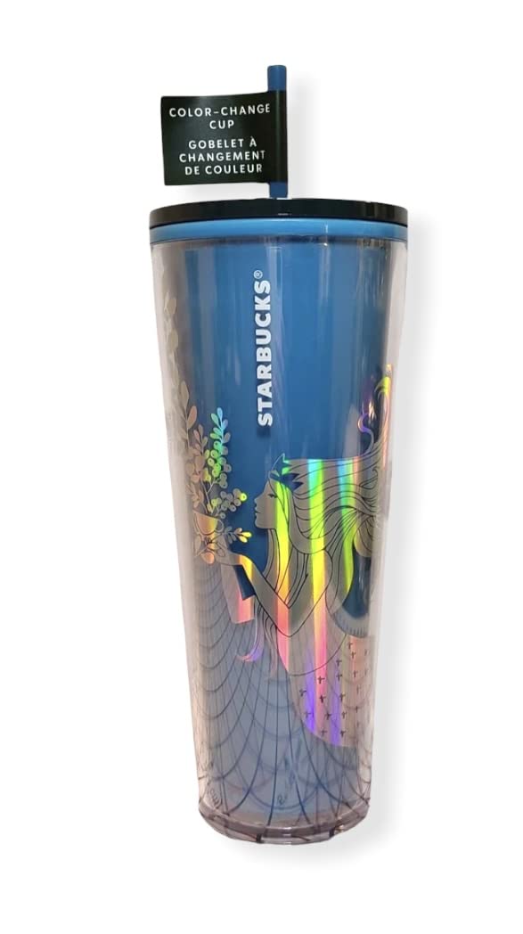 Starbucks 2021 Christmas Holiday Siren Mermaid Blue Plastic Color Change Tumbler 24oz