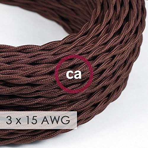 Extension Cord - Twisted Brown Rayon TM13-15/3 AWG - 50ft