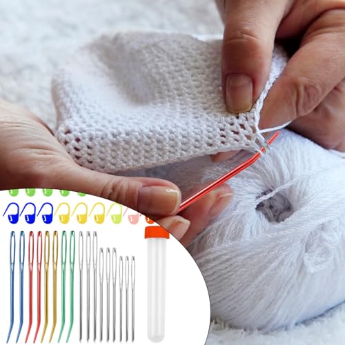Image of 37 Pcs Yarn Needle Set, Yarn Darning Tapestry Needle Big Eye Blunt Sewing Needles Large-Eye Bent Tip Knitting Stringing Embroidery Needles for Tapestry Weaving Quilting Beading Crochet Projects