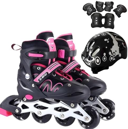 Patins Roller Inline 4 Rodas Skates Ajustavél com Roda Iluminada ...