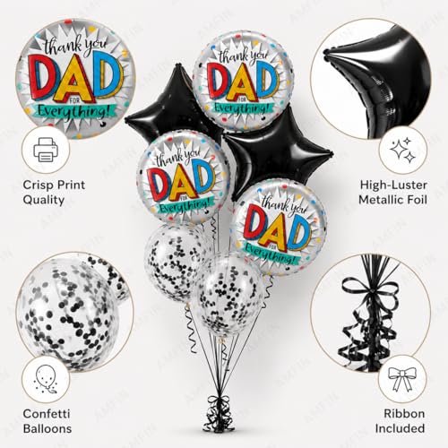 Image of AMFIN (Pack of 7) Thankyou Dad Balloon Fathers Birthday Gift for Dad Fathers Day Decoration Foil Balloon Papa Birthday Decoration