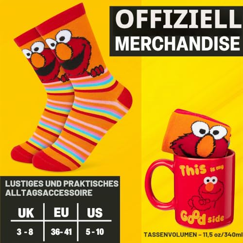 Get Trend Sesamstraße Elmo Tasse und Socken Damen Teens, 340ml/11.5oz Keramik Kaffeebecher, Weich Kuschelsocken 36–41 Größe… – Ansicht 6