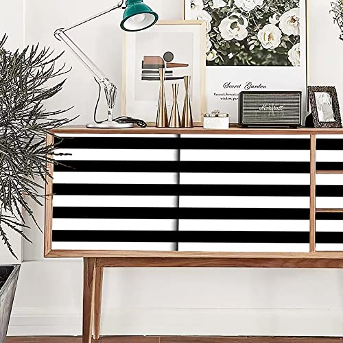 Amiya Wallpaper Peel And Stick Black And White Striped Wallpaper Stick Wallpaper Geometric Wallpaper | Peel And Stick, Easy To Clean | Diy Home Decoration | 17.7'' X 480'' Roll, Contemporary Design #TOP2